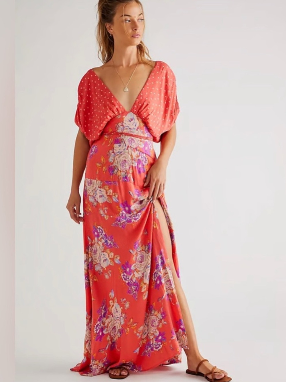Free People Juniper Floral Polka Dot Maxi Dress, Size Small